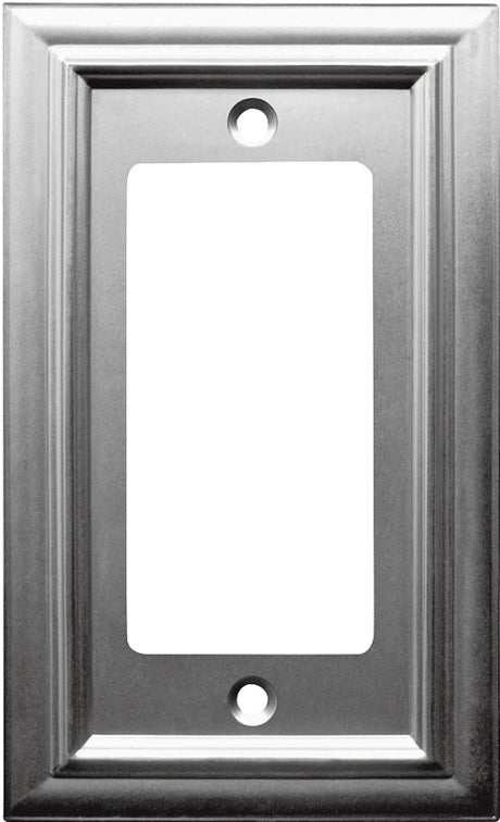 Amerelle 94RN Wallplate, 4.98 in L, 2.99 in W, 1-Gang, Cast Metal, Satin Nickel-Plated