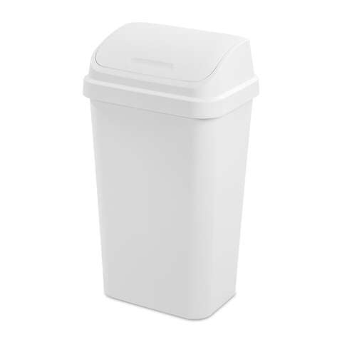 Sterilite SwingTop 13 gal White Polypropylene Trash Can, Pack of 4