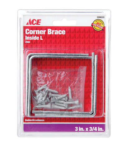 Ace 3 in. H X 4..75 in. W X 3 in. D Zinc Inside L Corner Brace, Pack of 5