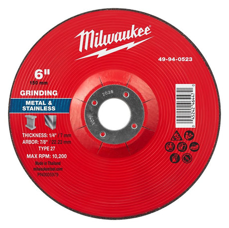 GRND WHL MTL TYP27 6X1/4X7/8IN