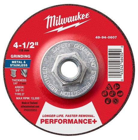 GRND WHL P-MTL TYP27 4.5X5/8IN