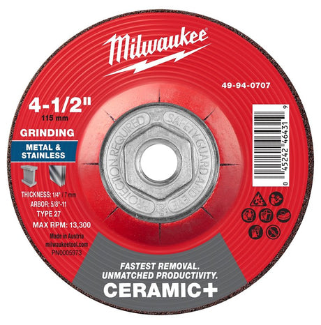 GRND WHL C-MTL TYP27 4.5X5/8IN