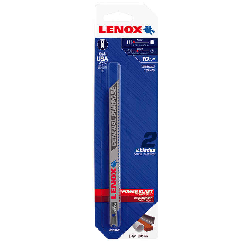 Lenox 1991476 Jig Saw Blade, 3/8 in W, 5-1/4 in L, 10 TPI, 3/PK