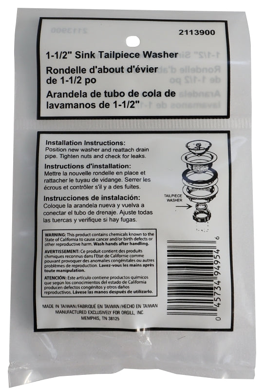 ProSource PMB-086 Tailpiece Washer, 1-3/4 in OD and 1-1/4 in ID, 1-1/2 in Dia, 1 mm Thick