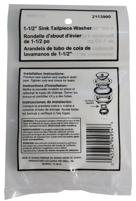 ProSource PMB-086 Tailpiece Washer, 1-3/4 in OD and 1-1/4 in ID, 1-1/2 in Dia, 1 mm Thick