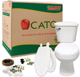 Cato J0052011120 Toilet, Round Bowl, 1.28 gpf Flush, 16 in H Rim, White, 12 in Rough-In