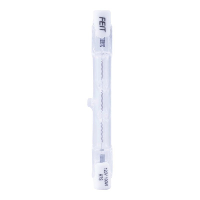 Feit Electric BPQ100T3/CL/S/CAN Halogen Bulb, 100 W, R7s Lamp Base, T3 Lamp, 1200 Lumens, 3000 K Color Temp, Pack of 6