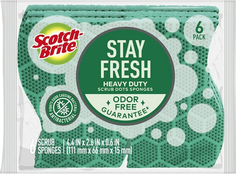 Scotch-Brite 30306-4 Scrub Dots Sponge, 4.4 in L