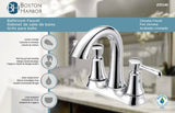 Boston Harbor F51B0035CP Lavatory Faucet, 1.2 gpm, 2-Handle, 3-Faucet Hole, Metal/Plastic, Chrome Plated