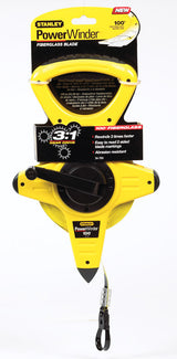 Stanley PowerWinder 100 ft. L X 0.5 in. W Open Reel Fiberglass Long Tape Measure 1 pk