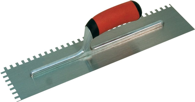 QLT NT669 Notched Trowel, 1/16 in Notch, 11 in L, 4-1/2 in W, Square Notch, Soft-Grip Handle