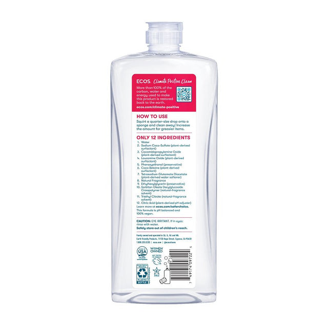 Ecos 9722/6 Dishwashing Liquid, 25 oz, Gel, Grape, Clear/Light Yellow