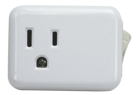 PowerZone ORES001 Outlet Tap with On Off Switch, 1-Outlet, White