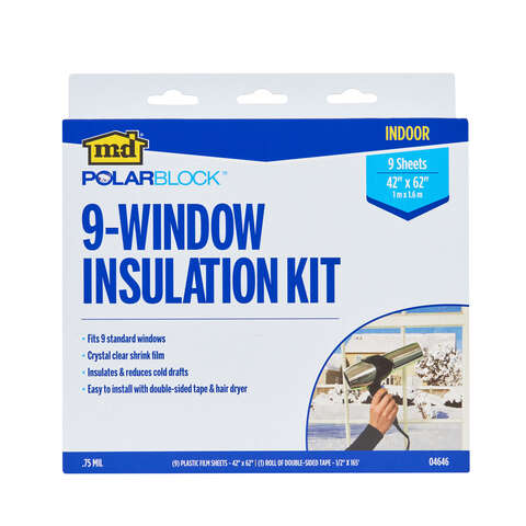 M-D Polar Block Clear 9-Window Indoor Insulation Kit 42 in. W X 62 in. L, Pack of 6