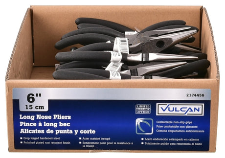 Vulcan PC920-33 Plier, 6-1/2 in OAL, 1.2 mm Cutting Capacity, 4 cm Jaw Opening, Black Handle, Matte-Grip Handle, Pack of 40