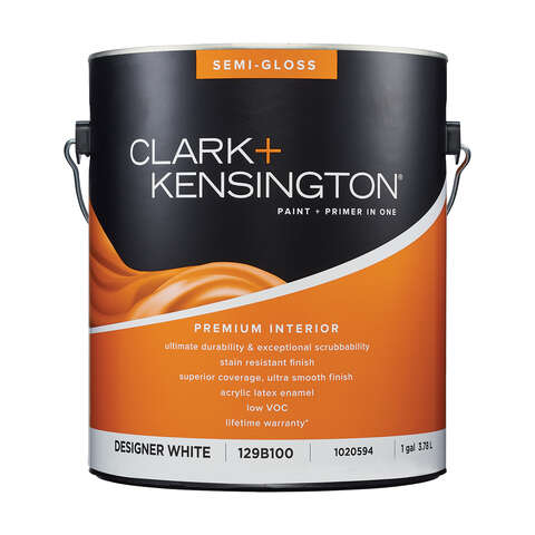 Clark+Kensington Semi-Gloss Designer White Premium Paint Interior 1 gal, Pack of 4