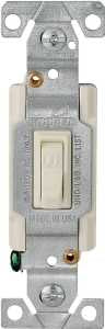 Eaton Wiring Devices 1301-7V10 Series Toggle Switch, Ivory, 15 A, 120 V, Polycarbonate Housing Material