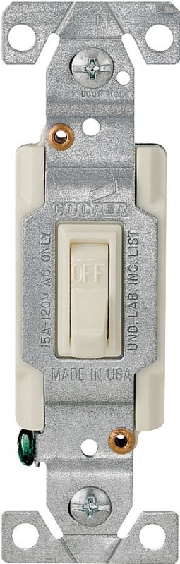 Eaton Wiring Devices 1301-7V10 Series Toggle Switch, Ivory, 15 A, 120 V, Polycarbonate Housing Material