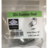 Smith-Cooper 3/8 in. FPT X 3/8 in. D MPT Stainless Steel Street Elbow