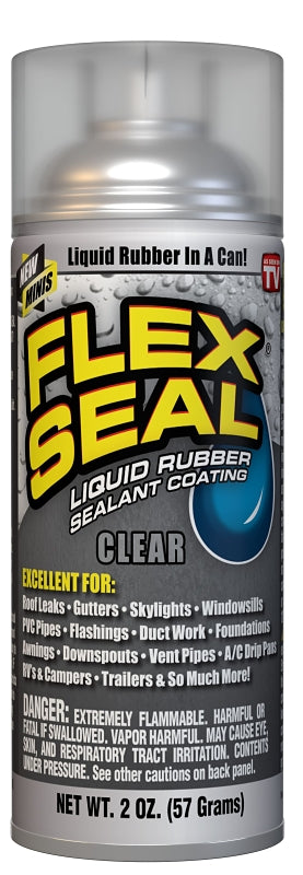 Flex Seal FSCLRMINI Rubberized Spray Coating, Clear, 2 oz, Aerosol Can