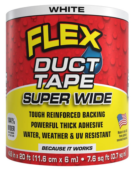 Flex Seal Super Wide DTWHTR4620 Duct Tape, 20 ft L, 4.6 in W, White