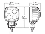 PM V913-MV Compact Work Light, 0.65/1.3 A, 12/24 V, 4-Lamp, LED Lamp, 900 Lumens Lumens, 6500 K Color Temp, Black