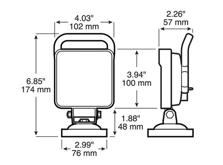PM Great White Series V910M-MV Square Work Light with Switch, 12/24 V, LED Lamp, White