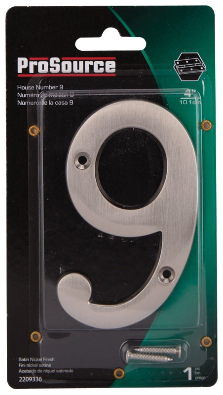 ProSource N-Z049SN-PS House Number, Character: 9, 4 in H Character, 2.28 in W Character