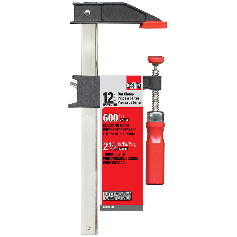 Bessey 12 in. X 2-1/2 in. D Clutch Bar Clamp 600 lb