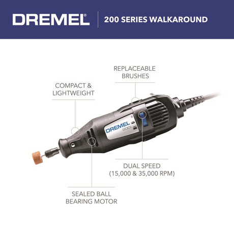Dremel 200 Series 0.9 amps Corded 2-Speed Rotary Tool Kit