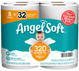 Angel Soft 79414 Toilet Tissue, 4 x 3.8 in Sheet, 1280 in L Roll, 2-Ply, Paper, Pack of 8