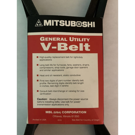 Mitsuboshi FHP General Utility V-Belt 0.38 in. W X 44 in. L For Fractional Horsepower Motors