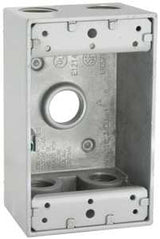 Hubbell 5331-0 Weatherproof Box, 18.3 cu-in, 5-Outlet, 1-Gang, Aluminum, Gray, Powder-Coated