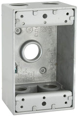 Hubbell 5331-0 Weatherproof Box, 18.3 cu-in, 5-Outlet, 1-Gang, Aluminum, Gray, Powder-Coated