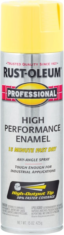 Rust-Oleum 7543838 Professional Safety Spray Paint, Gloss, Safety Yellow, 15 oz Can