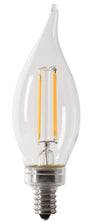 Feit Electric BPCFC40950CAFIL/2/RP LED Bulb, Decorative, 120 V, 3.3 W, Flame Tip Lamp, 40 W Equivalent, Dimmable, 2 PK