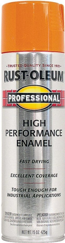 Rust-Oleum 7555838 Professional Safety Spray Paint, Gloss, Safety Orange, 15 oz Can