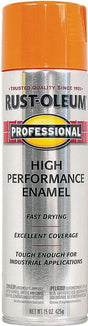 Rust-Oleum 7555838 Professional Safety Spray Paint, Gloss, Safety Orange, 15 oz Can