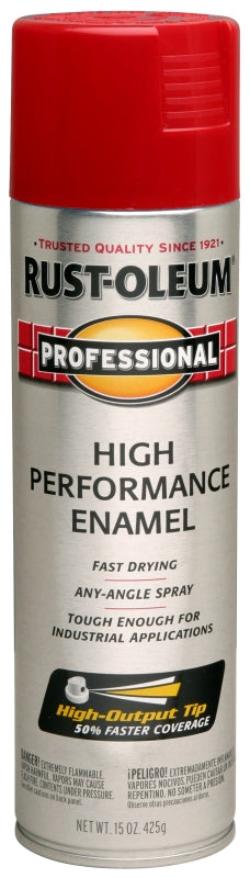 Rust-Oleum 7564838 Professional Safety Spray Paint, Gloss, Safety Red, 15 oz Can