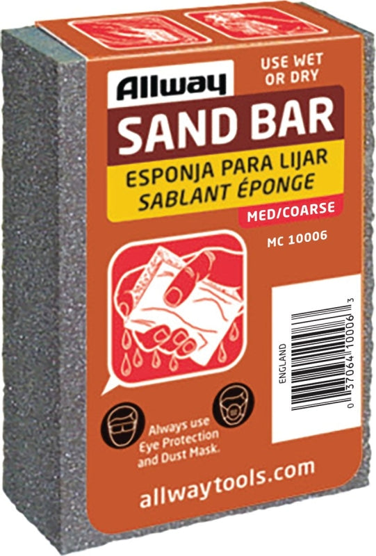 ALLWAY MC Sand Bar, 4 in L, 2-1/2 in W, Coarse, Medium, Aluminum Oxide Abrasive, Pack of 10