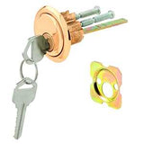 Prime-Line U 9965 Rim Cylinder Lock, Aluminum, Brass, Kwikset Keyway