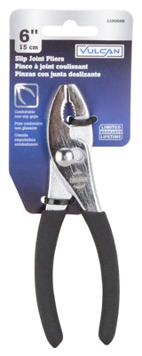 Vulcan JL-NP003 Slip Joint Plier, 6 in OAL, 1 in Jaw Opening, Black Handle, Non-Slip Handle, 1 in W Jaw, 7/8 in L Jaw