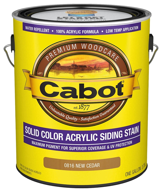 Cabot 140.0000816.007 Solid Stain, Natural Flat, New Cedar, Liquid, 1 gal, Can, Pack of 4