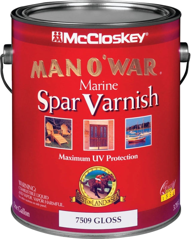 McCloskey Man O' War 080.0007509.007 Marine Spar Varnish, Gloss, Clear, Liquid, 1 gal, Can, Pack of 2