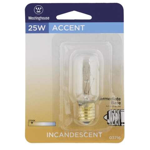 Westinghouse 25 W T8 Tubular Incandescent Bulb E17 (Intermediate) Warm White 1 pk, Pack of 6