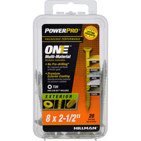 HILLMAN POWERPRO ONE No. 8 X 2-1/2 in. L Star Flat Head Coarse Multi-Material Screw, Pack of 5