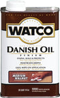 WATCO 242223 Danish Oil, 172 sq-ft Coverage Area, Medium Walnut, Liquid, 1 qt Can