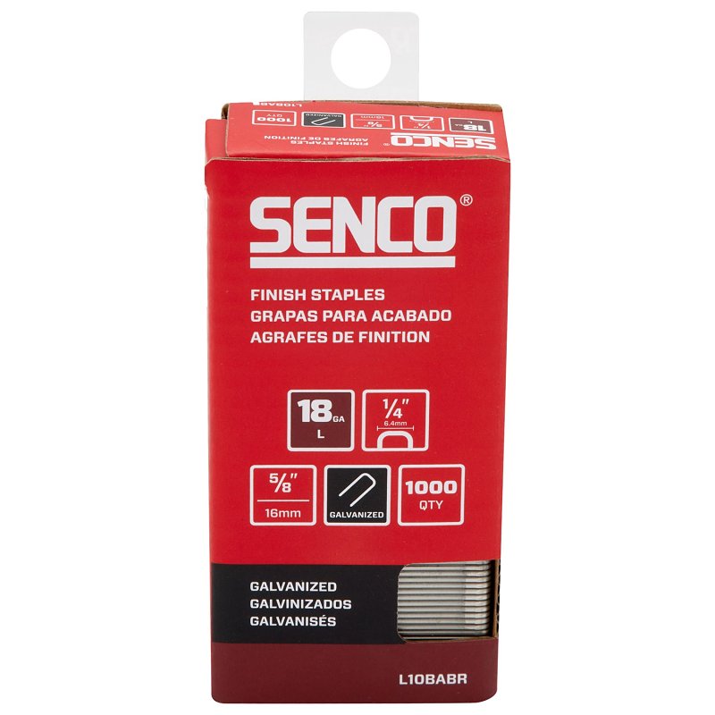 Senco L10BABR Medium Wire Staple Strip, 1/4 in W Crown, 5/8 in L Leg, 18 ga, Galvanized/Sencote