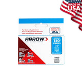 Arrow Monel T50 3/8 in. W X 1/4 in. L Flat Crown Heavy Duty Staples 1000 pk, Pack of 5
