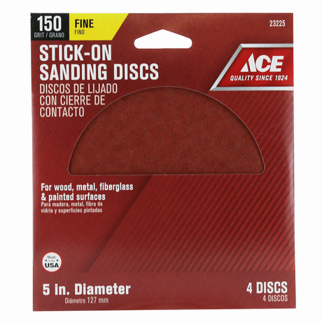 Ace 5 in. Aluminum Oxide Adhesive Sanding Disc 150 Grit Fine 4 pk, Pack of 5